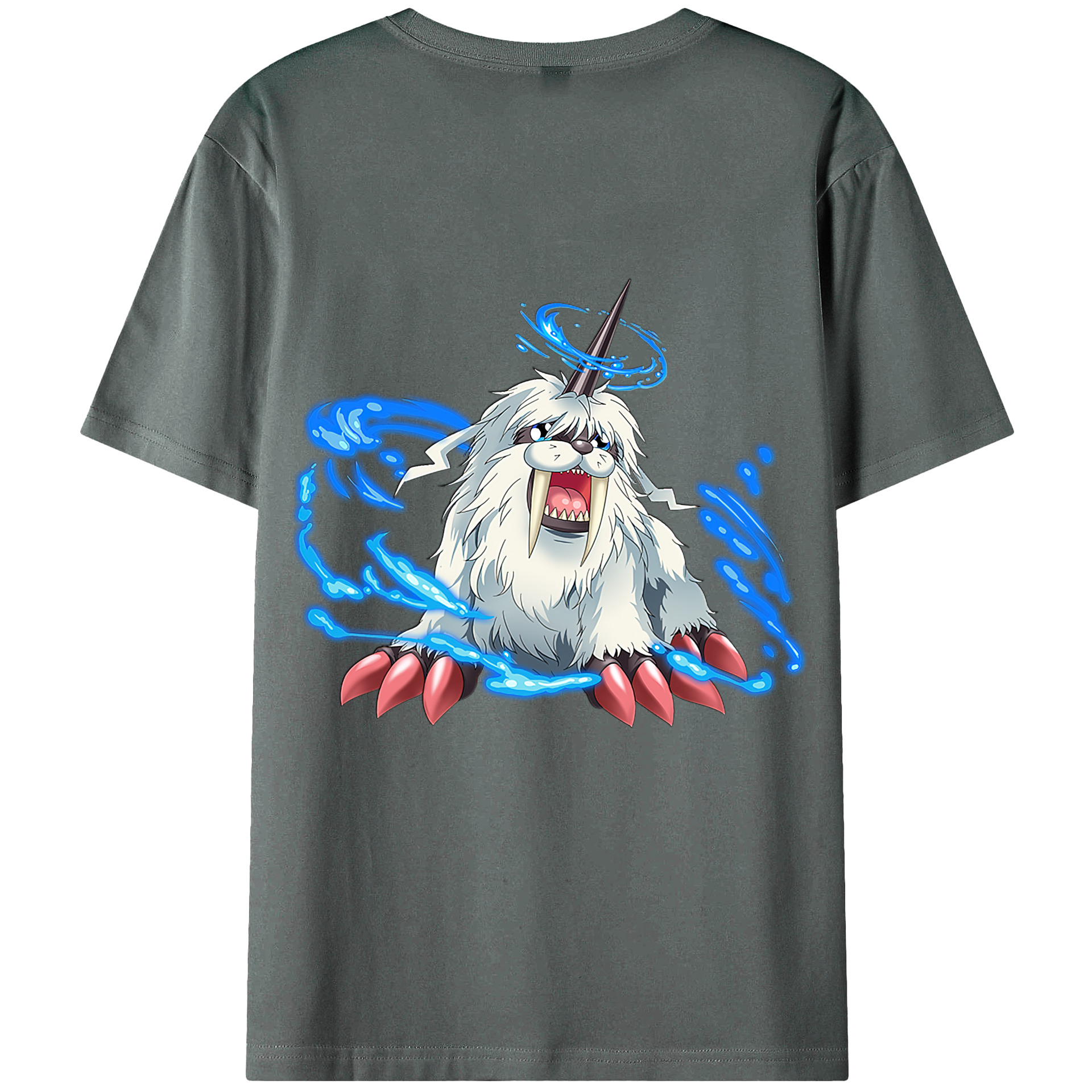 （画像用） Digimon デジタルモンスター/デジモン 綿100％ メンズ半袖Tシャツ（バックプリント） 通気性